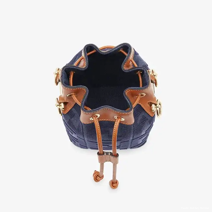 Cheap Mon Canvas Motif Blue Bucket Mini Tresor Fendi Bag In FF 0531